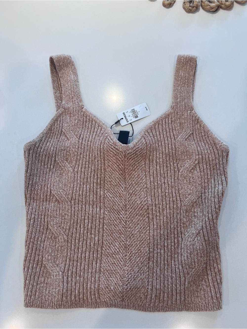 Express Cable Knit V-Neck Sweater Tank Size L